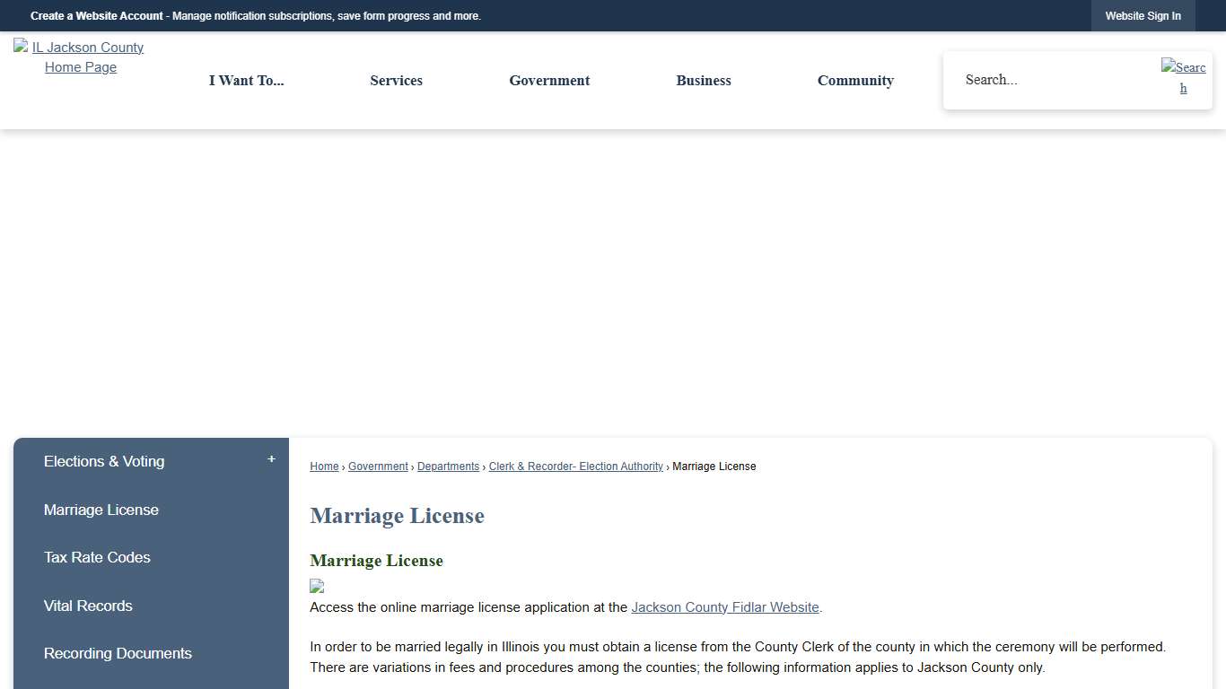 Marriage License Jackson County, IL