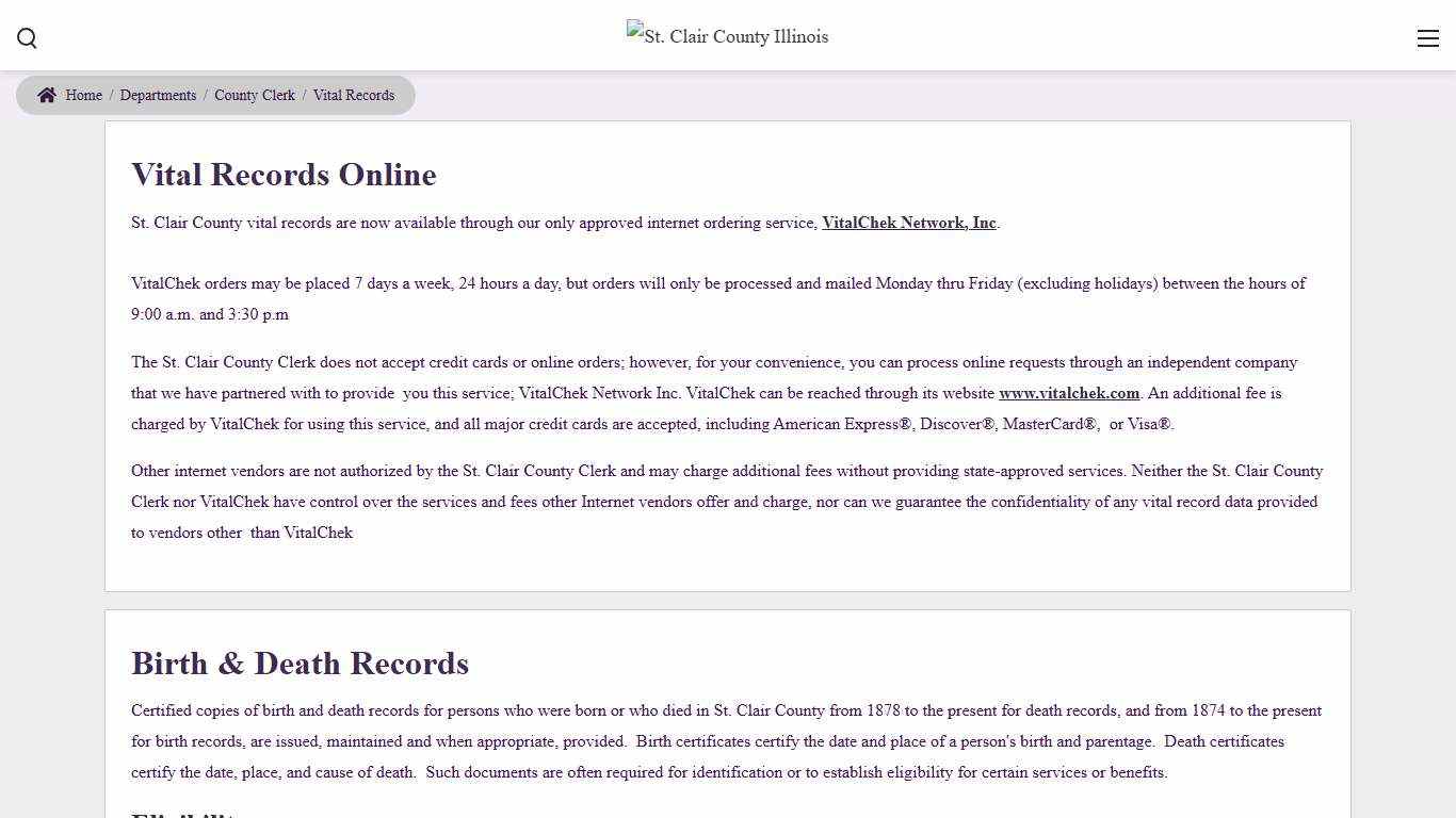 St. Clair County Illinois > Departments > County Clerk > Vital Records